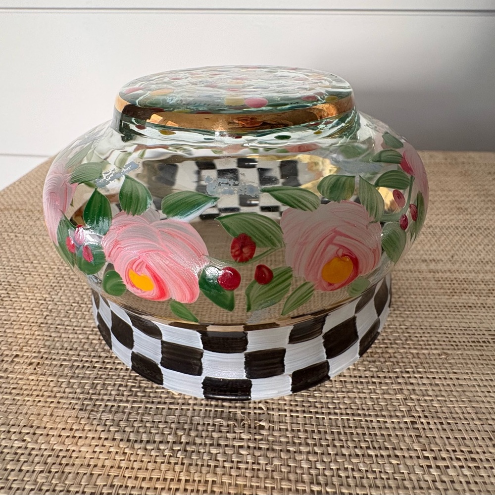 Mackenzie Childs Handpainted Retired Glass Bowl RARE and in NEW condition - Picture 5 of 8
